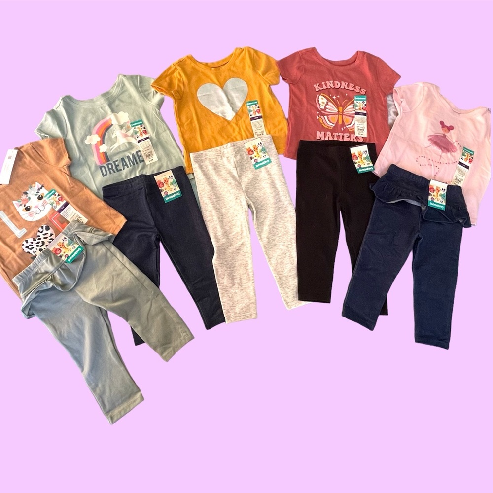 NWT GARANiMAIS® Girls 12 month clothing lot- 5 tshirts & 5 leggings